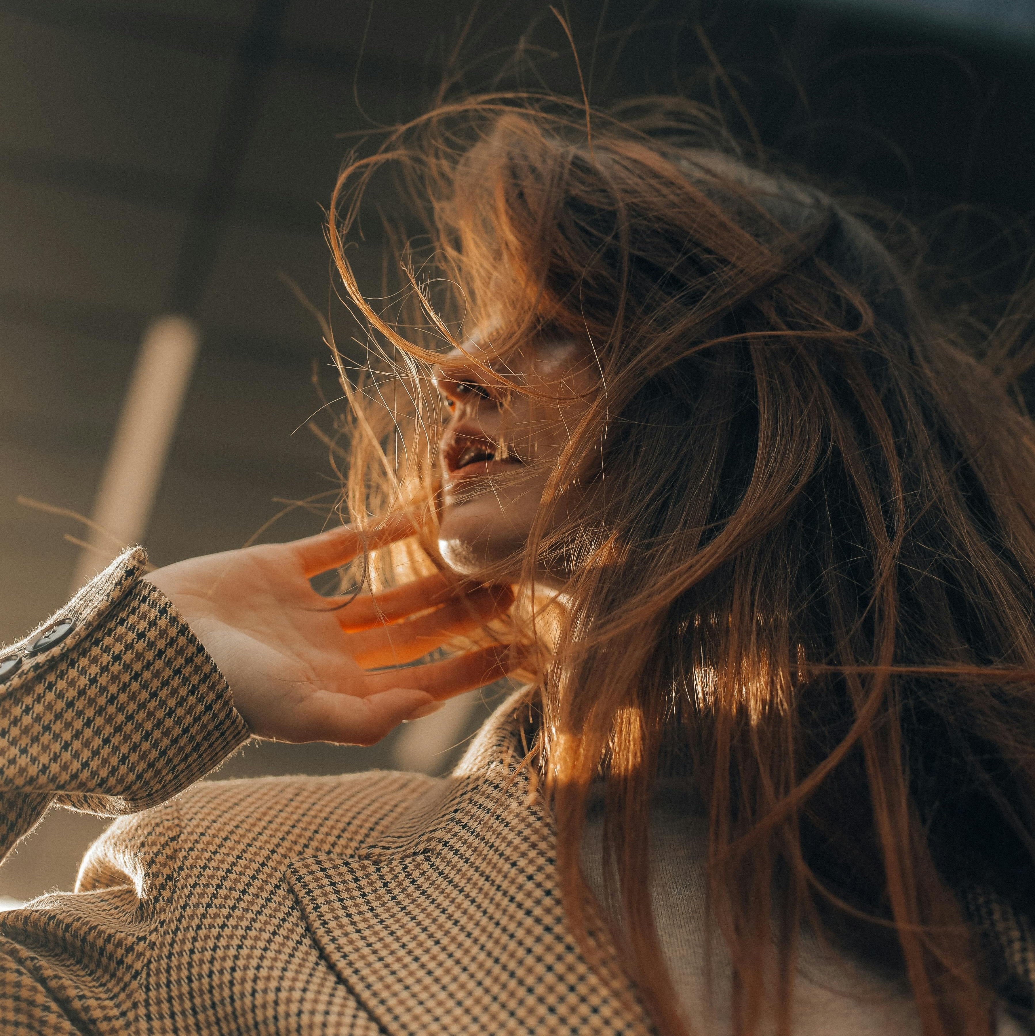 Woman with red copper hair fresh coloured