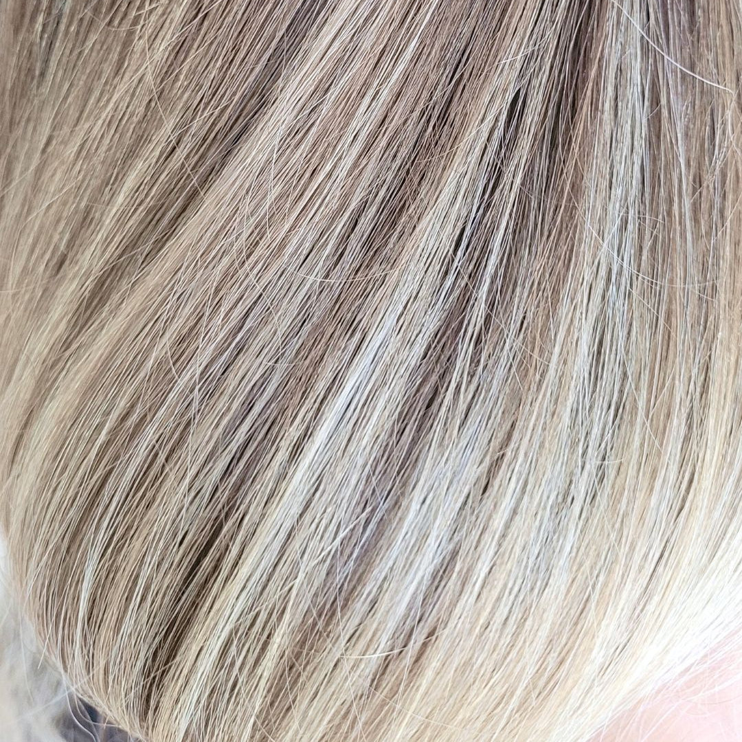 Close-up of brown and blonde hair