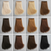 Set of hair extensions in various colors on a gray background